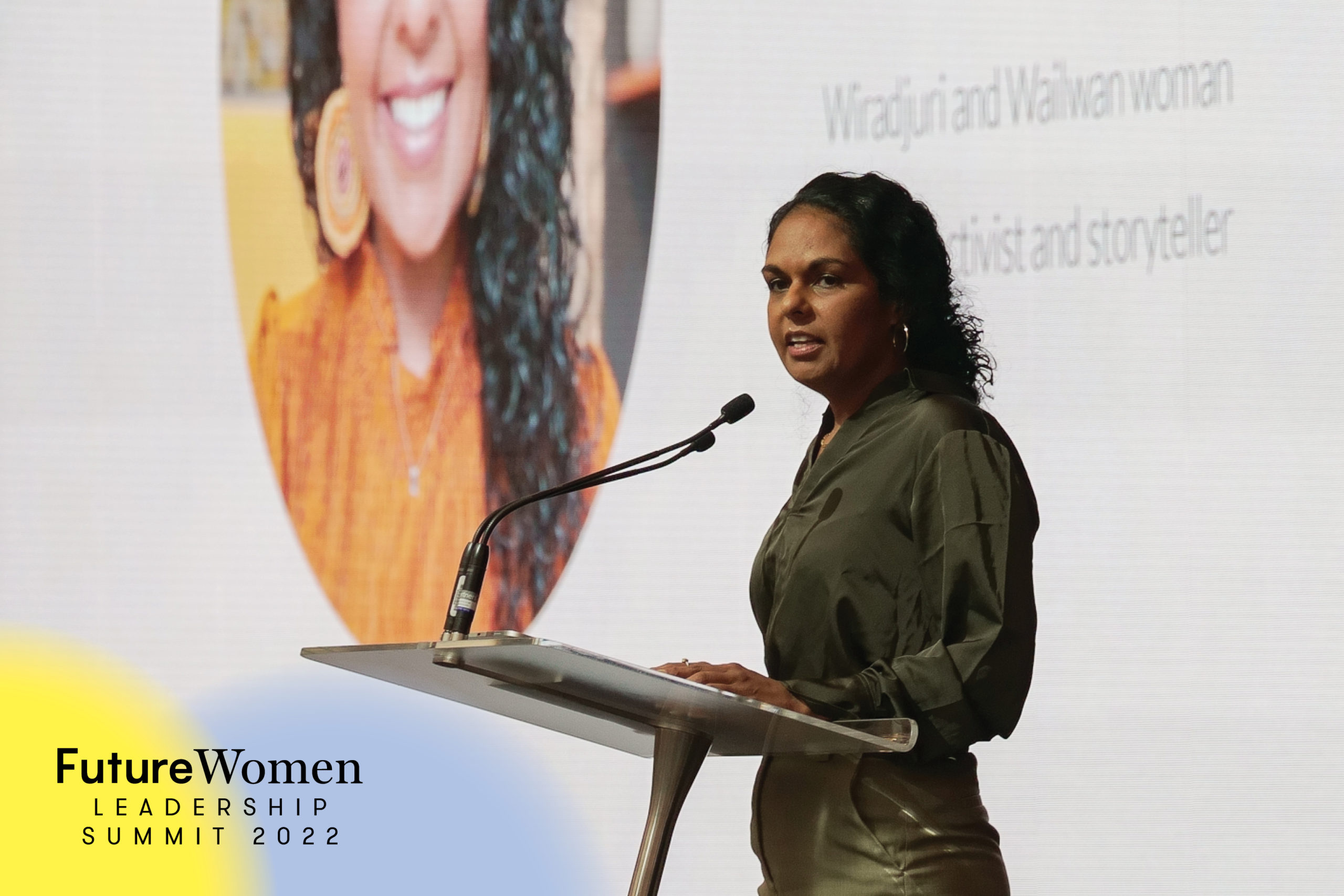 Teela Reid delivers a keynote speech at Future Women Leadership Summit 2022