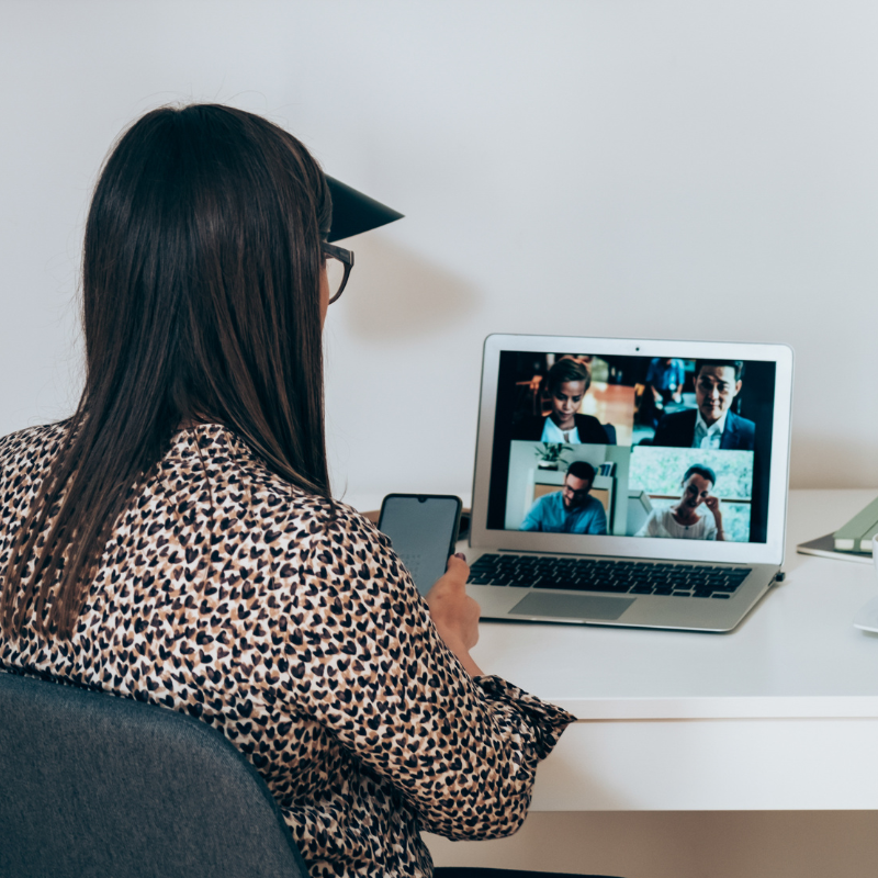 A person in front of a computer working